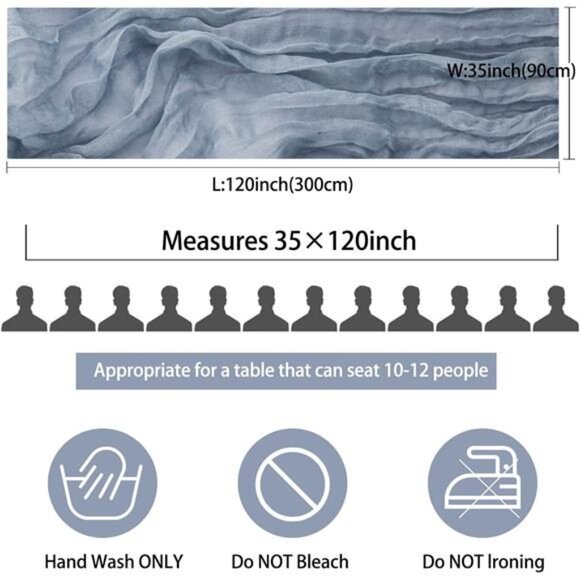 12 Pack 10Ft Cheesecloth Table Runner 35x120 Inch Boho Gauze Table Runner - Picture 2 of 7